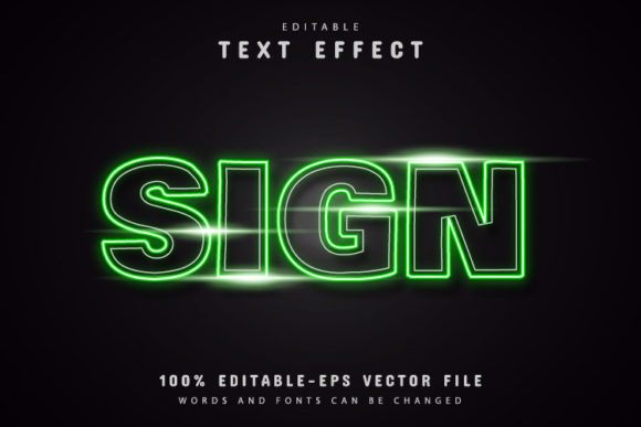 Sign Green Neon Text Effects Graphic Add-ons By aglonemadesign