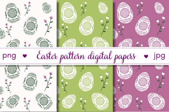 Easter Eggs and Spring Floral Patterns Graphic Patterns By designogenie