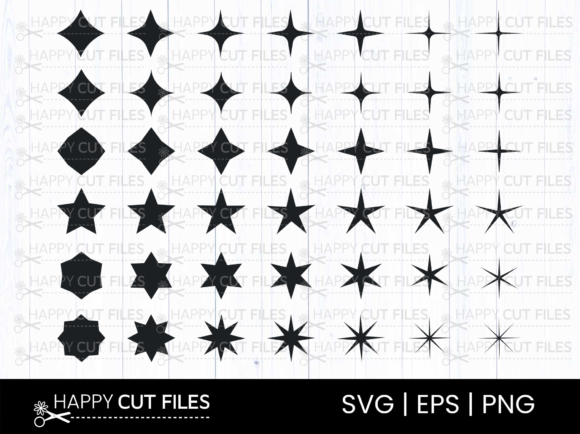 Star Sparkling Shine Glitter Svg Bundle Graphic Illustrations By happycutfiles