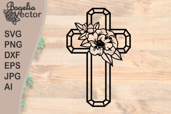 Easter Floral Cross Graphic Crafts By BogeliaVector