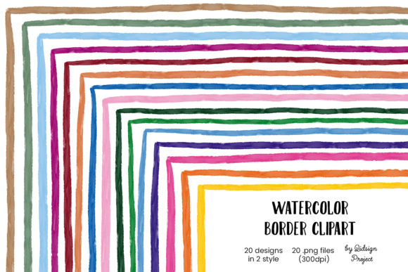 15 Watercolor Border Clipart Graphic Illustrations By qidsign project