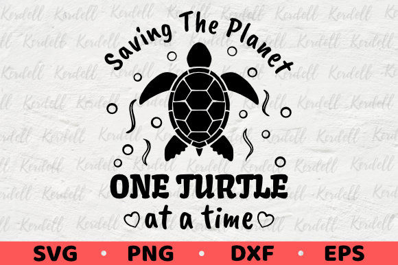 Saving the Planet One Turtle at a Time Grafika Ilustracje do Druku Przez Kerdell