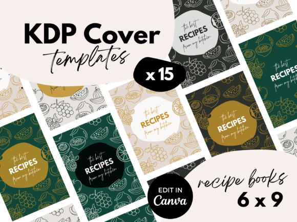 Recipe Book Covers X15 ♥ Canva Template Graphic KDP Interiors By Mel Kelly Designs