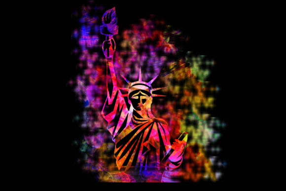 Statue of Liberty Retro Diamond Design Grafika Logo Przez Actual Pixel