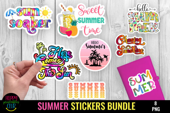 Summer Stickers Bundle I Summers Grafika Rękodzieła Przez Happy Printables Club