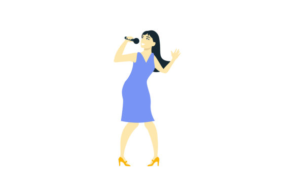 Asian Singing Karaoke Female Music Fichier de Découpe pour les Loisirs créatifs Par Creative Fabrica Crafts