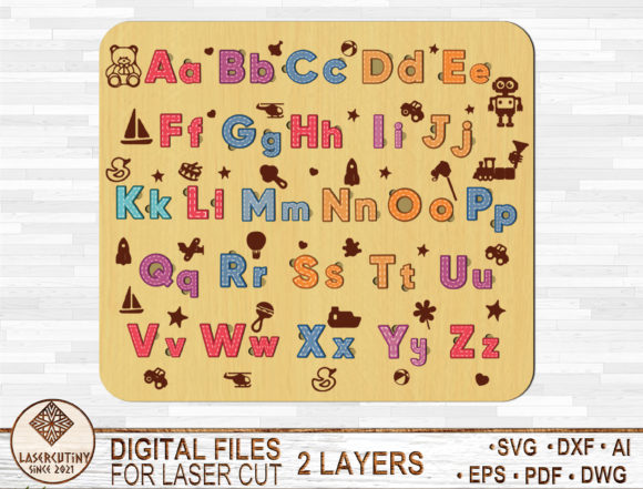 Alphabet Puzzle Laser Cut File Graphic Graphic Templates By laser cutiny