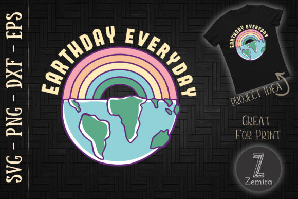 Earth Day Everyday Rainbow Pine Tree Graphic T-shirt Designs By Zemira