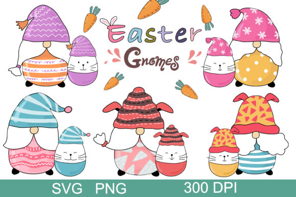 Easter Gnomes (clip Art) Gráfico Ilustraciones Imprimibles Por auauaek4