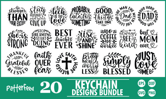 Keychain SVG Designs Bundle Graphic Crafts By PatternFeed