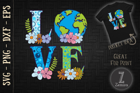 Love Earth Day Svg Grafica Design di T-shirt Di Zemira