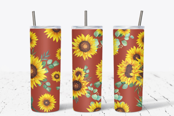 Sunflower Florals Tumbler Wrap Graphic Print Templates By MYD Designs Co