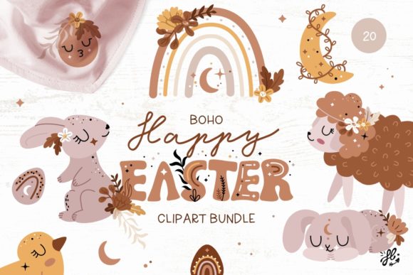 Boho Easter Clipart Bundle Graphic Illustrations By huxmay