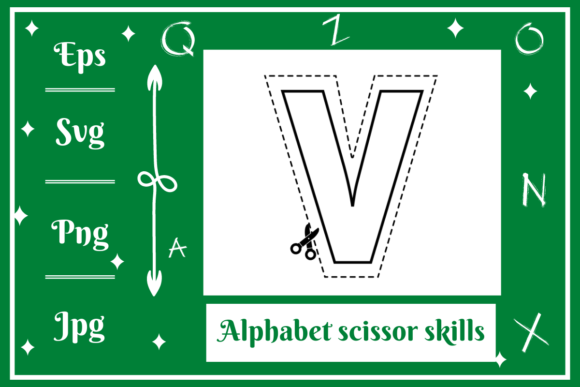 V Letter Alphabet Scissor Skills Graphic Coloring Pages & Books By Hamees Store