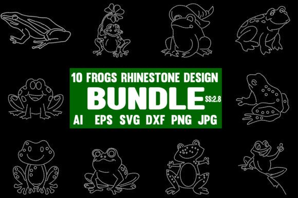 Frogs Rhinestone Design Bundle Grafica Modelli di Stampa Di Graphic Art