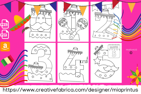 Numbers Coloring Pages 5 May Graphic Coloring Pages & Books Kids By MiaPrintus