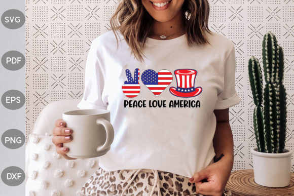 Peace Love America Svg Design Graphic T-shirt Designs By Apon Design Store