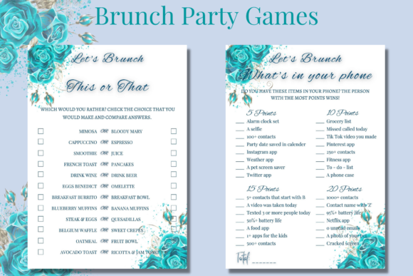 Brunch Party Games Graphic Print Templates By kkdigitalprints