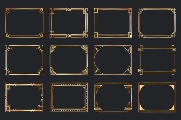 Golden Art Deco Frames Grafica Illustrazioni Stampabili Di tartila.stock