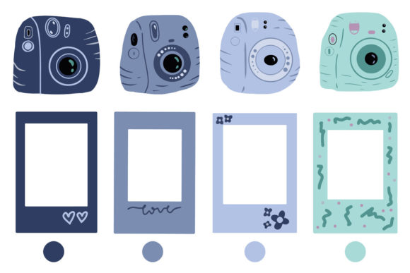 Cute Camera and Polaroid Frame Clip Art Graphic Illustrations By fathurmutiah