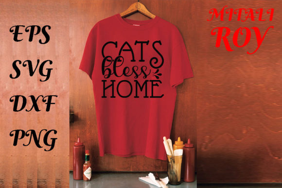Cats Bless Home Graphic T-shirt Designs By Mitali Roy