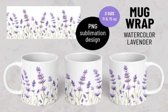 Lavender Flowers. Mug Wrap Sublimation Grafik Plotterdateien Von LuckPicture