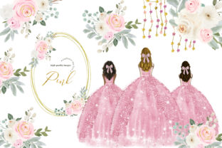 Pink Princess Dresses Quinceañera Gráfico Ilustraciones Imprimibles Por SunflowerLove 1
