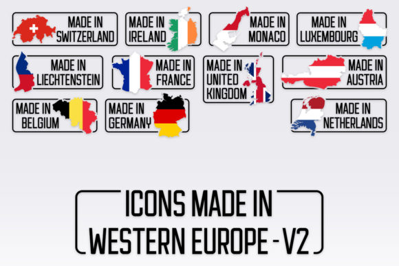Icons Made in Western Europe (vector) V2 Graphic Icons By Tanya Savchenko