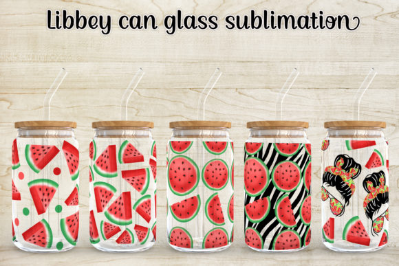 Watermelon Libbey Can Glass Sublimation Graphic Crafts By Svetlanakrasdesign