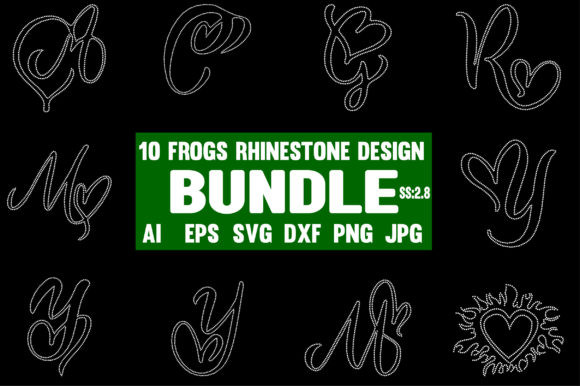 Love Rhinestone Design Bundle Afbeelding Afdruk Sjablonen Door Graphic Art