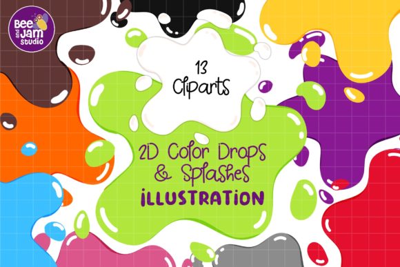 2D Color Drop & Splash PNG Sublimation Gráfico Ilustraciones Imprimibles Por beeandjamstudio