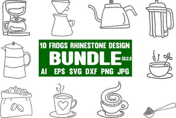 Coffee Rhinestone Design Bundle Gráfico Plantillas de Impresión Por Graphic Art