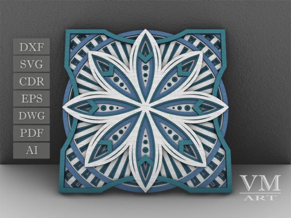 Flower Mandala SVG, Layered Mandala SVG Graphic 3D Flowers By vectormarket