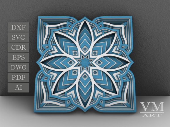 Flower Mandala SVG, Layered Mandala SVG Grafica Fiori 3D Di vectormarket