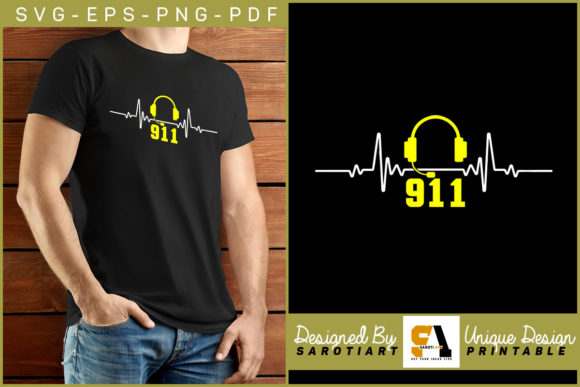 Heartbeat Vector with 911 Dispatcher SVG Graphic Crafts By SarotiArt