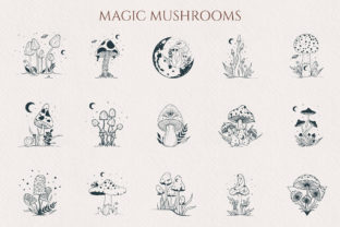 Mystical Moon & Magic Mushrooms Set Graphic Illustrations By Kirill's Workshop 3