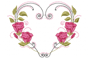 Rose Heart Floral & Garden Embroidery Design By Reading Pillows Designs