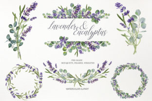Watercolor Eucalyptus & Lavender Flower Graphic Illustrations By WatercolorGardens 1