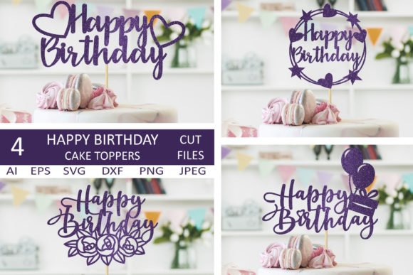 Happy Birthday Cake Topper Svg Graphic Crafts By AnastasiyaArtDesign