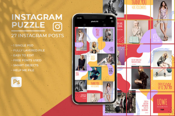 Lowe - Social Media Instagram Puzzle Feed Gráfico Elementos da Web Por planb.hit