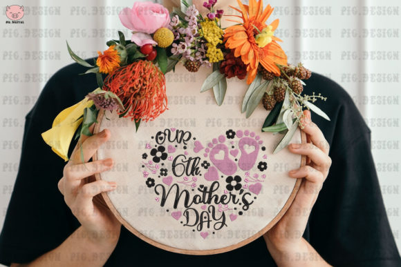 Our 6th Mother's Day Dia das Mães Design de Bordado Por PIG.Digital