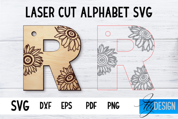 Alphabet Laser Cut with Sunflowers | R Gráfico Manualidades Por flydesignsvg