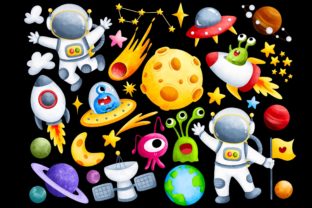 Astronaut and Space Clipart Graphic Illustrations By Stellaart 2