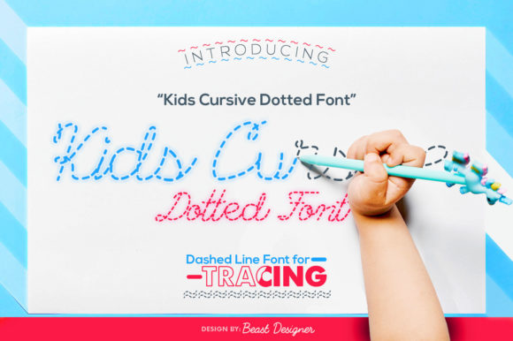 Kids Cursive Dotted Display-Schriftarten Schriftart Von Beast Designer