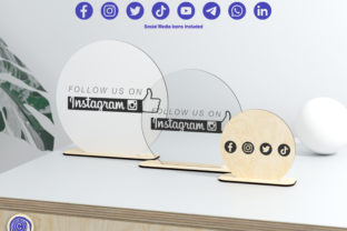 Social Media Sign - 3 Sizes - Laser Cut Afbeelding 3D-SVG Door Cutwood 1