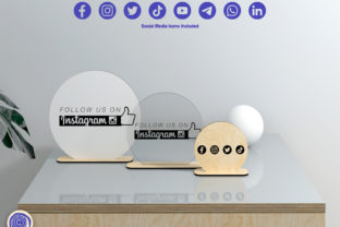 Social Media Sign - 3 Sizes - Laser Cut Afbeelding 3D-SVG Door Cutwood 3
