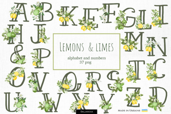 Lemon Alphabet Graphic Illustrations By HappyWatercolorShop