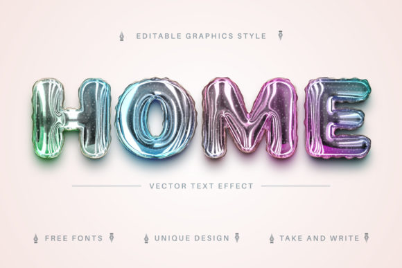Bubble Holo - Editable Text Effect, Font Graphic Layer Styles By rwgusev