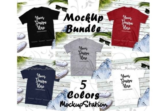 Tshirt Mockup Bundle | Gildan 64000 Grafica Modelli di Prodotto Progettati su Misura Di Mockup Station