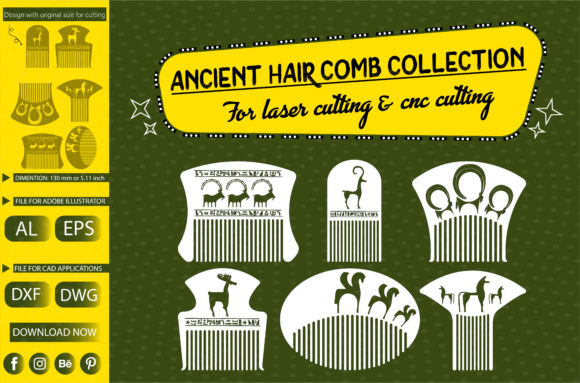 Ancient Hair Comb Collection Illustration Objets Graphiques de Haute Qualité Par shemo_design